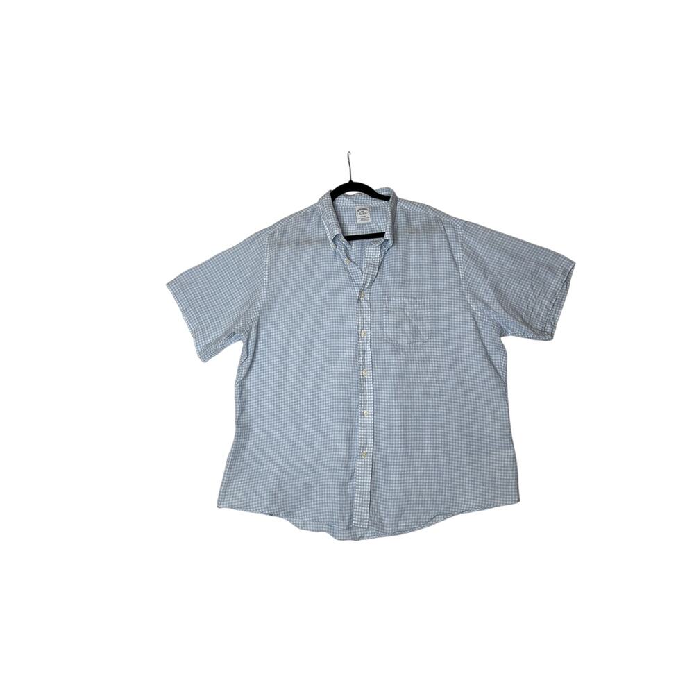 Brooks Brothers size XXL Regent shirt blue/white gingham 100% Irish linen